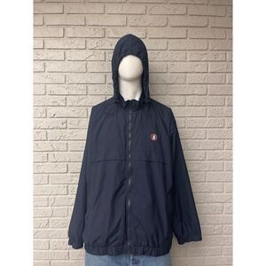 Ahead Authentic Men Navy Hoodie Windbreaker Zip Front Jacket Size XL